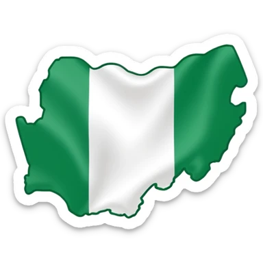 "Nigeria outline filled with the Nigerian flag colors, green-white-green, simple and bold, vector-style, clean and vibrant." sticker