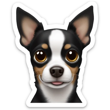 Black chihuahua mix with very large ears and brown eyes and some white hairs  sticker