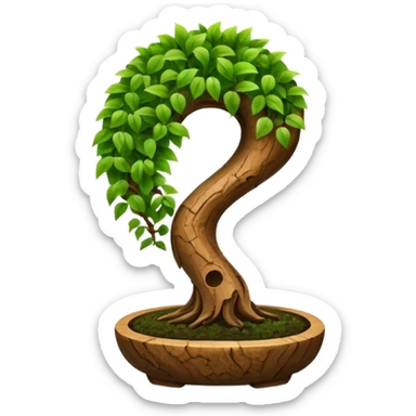 Bonzai with a question mark shape  sticker