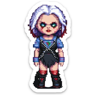 Chucky's bride in pixel art style sticker