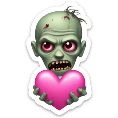 A zombie whit a duble pink heart emoji sticker