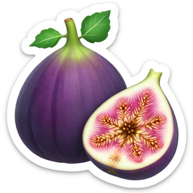 Please create a emoji of a single half of a fig with one small leaf sticker