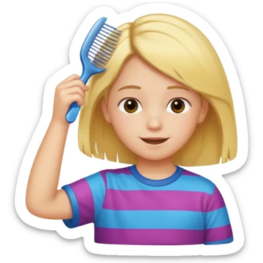 child combing their hair, happy and tidy sticker