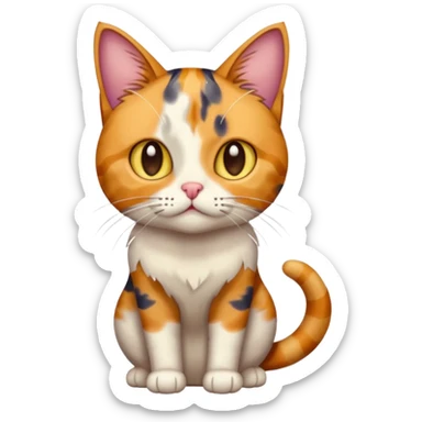 full body colourful calico tabby cat with disproportioned head with an anxious face sticker