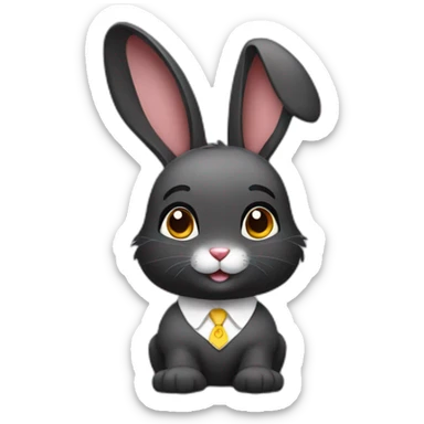a cute black customer service rabbit sticker
