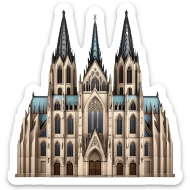 Cinematic Realistic Cologne Cathedral Landmark Emoji, showcasing Gothic architecture rendered with detailed stone textures and majestic, dynamic lighting. sticker