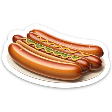Cinematic Realistic Bratwurst Dish Emoji, showcasing a succulent, grilled sausage with a crispy exterior rendered with lifelike detail and warm, dynamic lighting. sticker