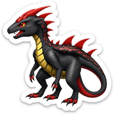 Badass edgy scaly Salandit-Darkrai-Houndoom-Litten-Zygarde-fusion-hybrid-animal-creature, full body sticker