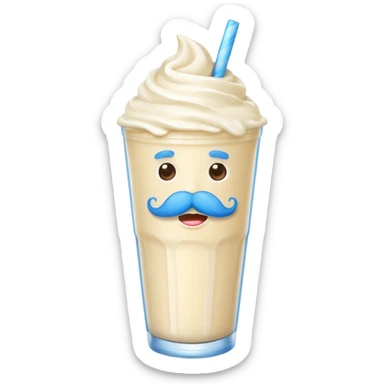 milkshake with blue mustache sticker