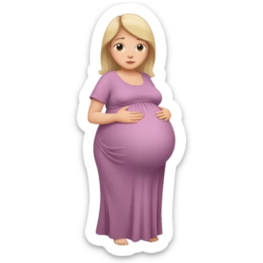 very heavily pregnant overdue woman with very  very big and large belly  sticker