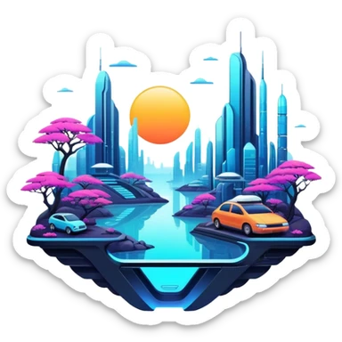 Futuristic aesthetic full scenic SCENERY sticker