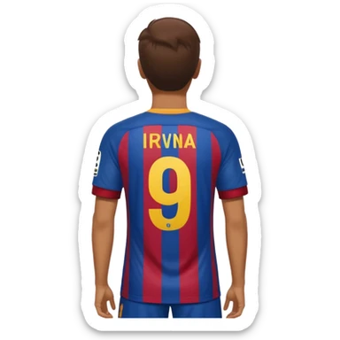 buat costum hanya pakaian dan dari belakang barcelona nama punggung irvina dan nomor punggung 9 sticker