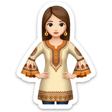 Short kurti with bell sleeves and ethnic patterns sticker