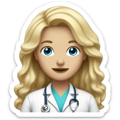 Female doctor with long blonde wavy hair and blue eyes  sticker
