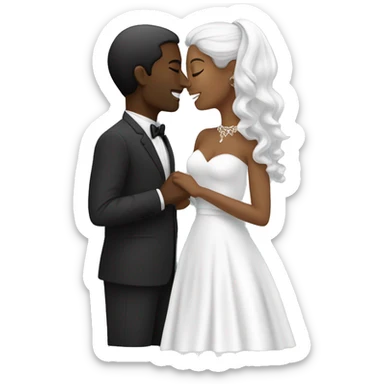 beso pareja mujer negra pelo lacio corto y hombre blanco pelo lacio negro sticker