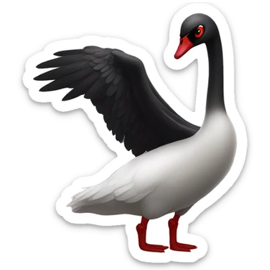 Black Swan with red eyes and wide wings sticker