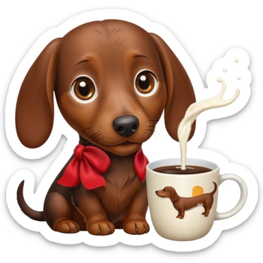 brown wirehaired dachshund coffee  sticker