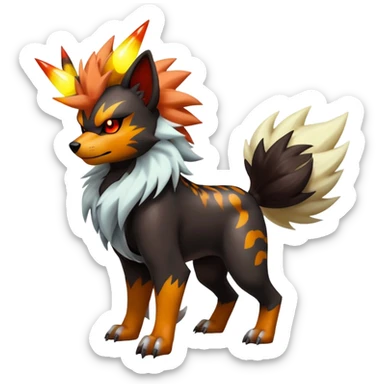 Shiny Gothic Exotic Punk’ish Cool Colorful Epic Futuristic Houndoom-Arcanine-Zorua-Torracat-Pokémon-Fakémon-hybrid-creature sticker