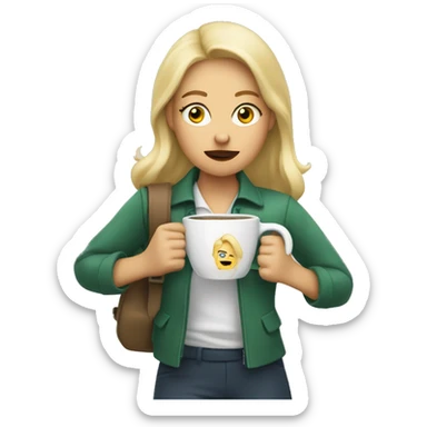 lady with blonde hair drinking coffee on school rad patrol looking exhausted sticker