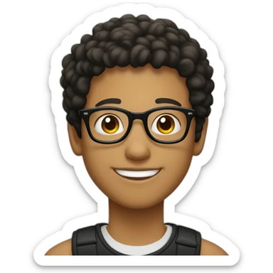 A light skin boy light skin wearing small-size black-rimmed round glasses smiling sticker