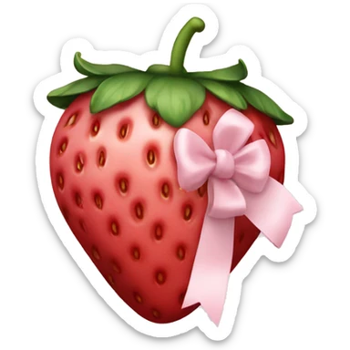 strawberry wrapped in pale pink bow sticker