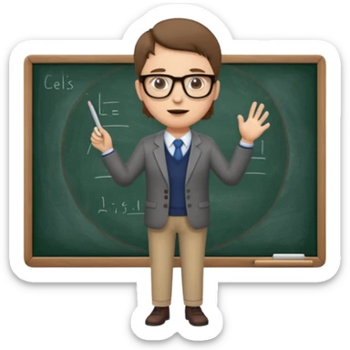 teacher teaching with a blackboard in the background, full body sticker