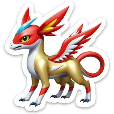 Shiny Colorful Meloetta-Latias-Koraidon-Peppercat-Wargreymon-Protogen-Fakémon-fusion-hybrid-creature sticker