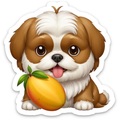 shih tzu dog eating mango  sticker
