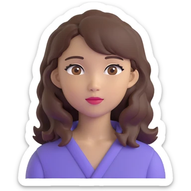 portrait of an Asian girl with medium brown wavy hair and brown eyes, paler skin tone sticker