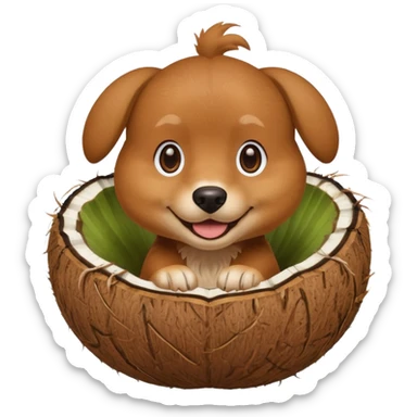 dog in a coconut sticker