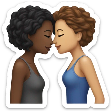 Lesbians kiss interracial couple sticker