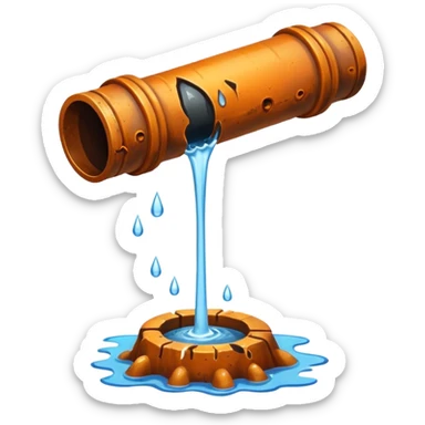 sewer pipe with leaking water rust clear sticker