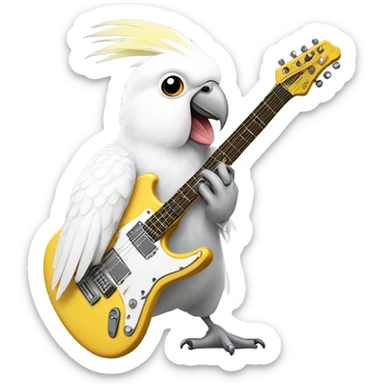 White cockatiel playing electro guitar sticker