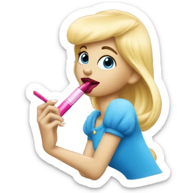 The Smurfette who puts lipstick on his lips sticker
