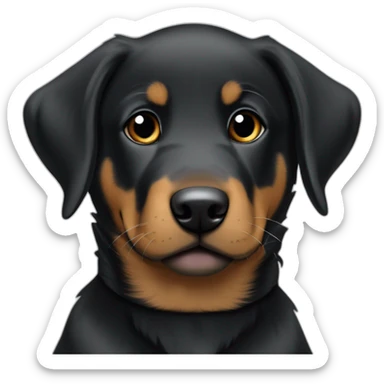 beauceron mix puppy with white chest and chin brown paws and cheeks black muzzle. Training sticker