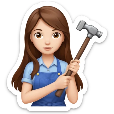 beautiful girl with long brown hair renovating her kitchen sticker