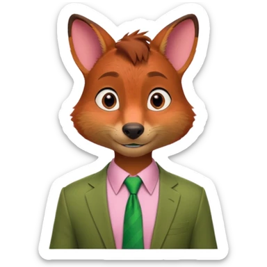 Nick Wilde (pink shirt, green tie, no suit) from the Zootopia Disney movie sticker
