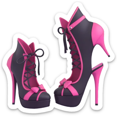 BLACKPINK-inspired gothic shoes, no hearts, black and pink, cute  sticker