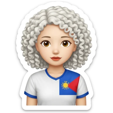 white curly hair girl pinoy flag sticker