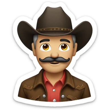 Cowboy with a mustache sticker