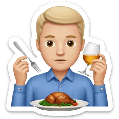 WHITE MAN HAVING DINNER sticker