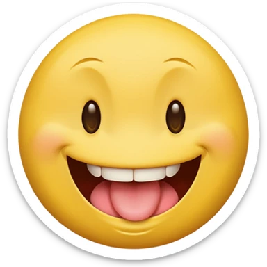 a yellow smily face with a smirk and biting on his tongue sideways sticker