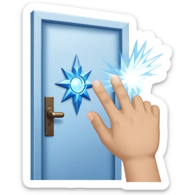 A closed door with a hand knocking on it. Because success isn’t about waiting—it’s about knocking until someone answers.blue power magic on knocking sticker