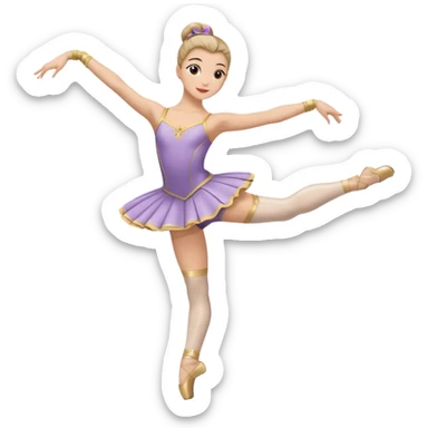 Una chica con vestuario de bailarina con las piernas flexionadas, el dedo índice en la boca, el tren superior inclinado hacia la izquierda y con la cadera proyectada hacia la izquierda sticker