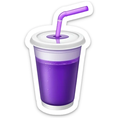  White styro cup without straw eith purple juice inside visible from the top only sticker
