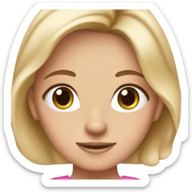 Blonde girl with brown eyes in a pink dress sticker