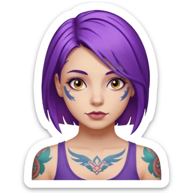 women with tatoos and hightlight that tatoos with purple hair sticker