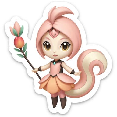 Pastel Pink-Peach Soft-Cream Rosy-Glossed Cute Round Meloetta-Trico-hybrid-creature (full body) sticker