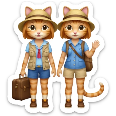 2 girl cats dressed up as tourists full body sticker