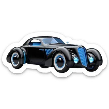  the animated series aerodynamic knight futuristic concept Batmobile loosely based on 1936 cord 812 Ford (flat long straight faceted mechanical body) finned stealthy street hot rod  sticker